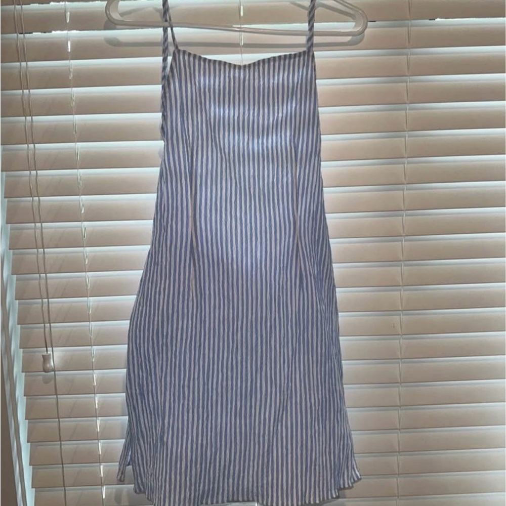 ASOS Blue and White Striped Backless Dress